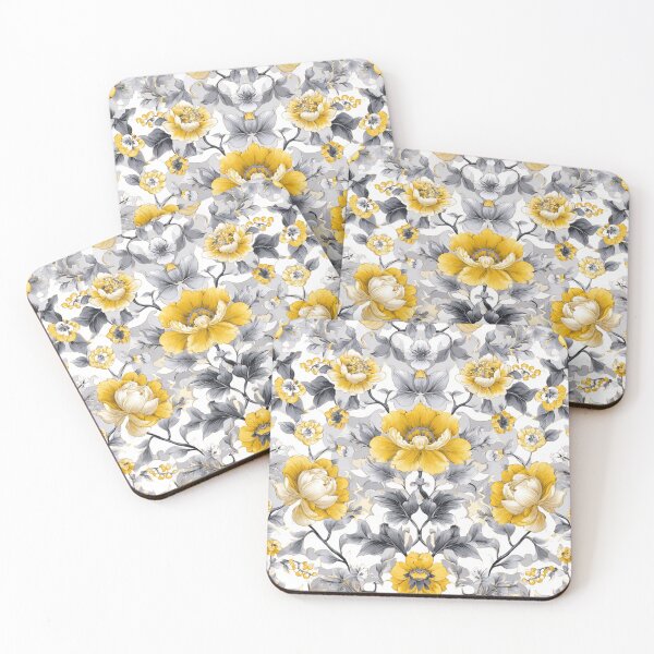 Item preview, Royal Delft Yellow and Grey Floral Pattern designed and sold by GrinGalore.
