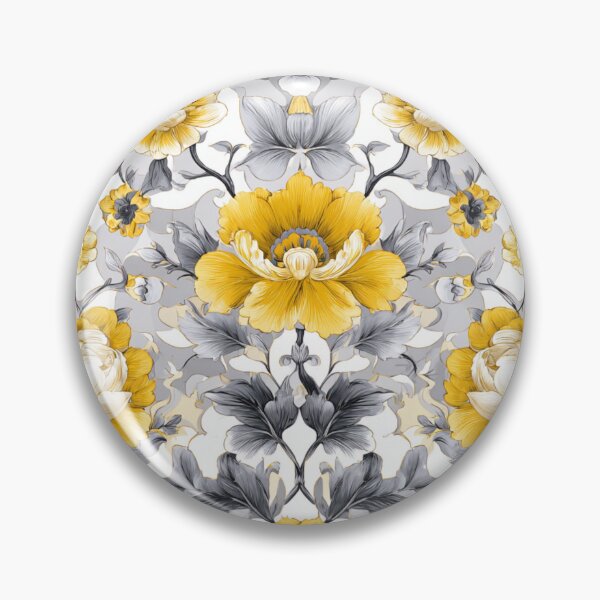 Item preview, Royal Delft Yellow and Grey Floral Pattern designed and sold by GrinGalore.