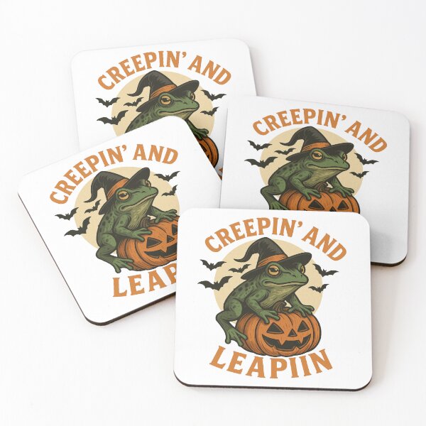 Item preview, creepin and leapiin, halloween frog, pumpkin and bats designed and sold by Sn1ver.