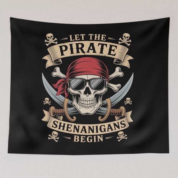 Item preview, Let The Pirate Shenanigans Begin Halloween Skull  designed and sold by Veroniadic.