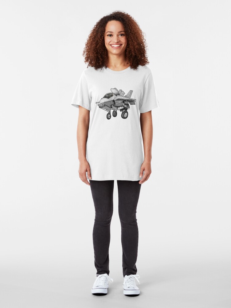 Alternate view of F-35B Lighting II Joint Strike Fighter Illustration Slim Fit T-Shirt