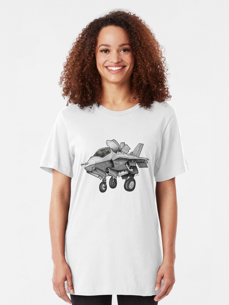 Alternate view of F-35B Lighting II Joint Strike Fighter Illustration Slim Fit T-Shirt