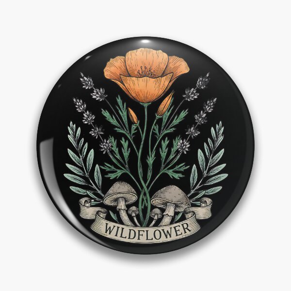 Item preview, California Poppy and Lavender Botanical Crest designed and sold by Silent Watch Threads..