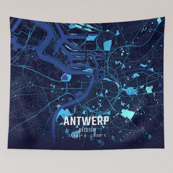 Item preview, Antwerp Midnight City Map designed and sold by HomeLivingCo.
