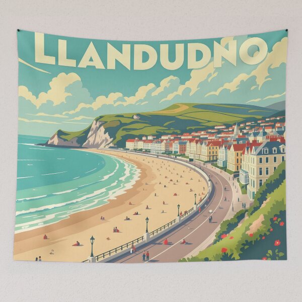 Item preview, Llandudno, Wales: Vintage-Style Painterly Travel Poster designed and sold by LSVart.