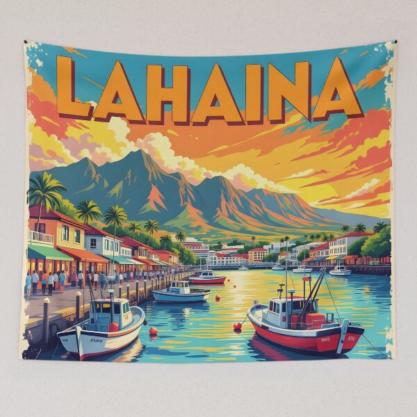 Item preview, Lahaina, Maui: Vintage-Style Painterly Travel Poster designed and sold by LSVart.