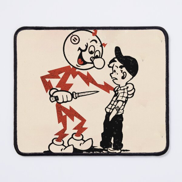 Item preview, Reddy Kilowatt vintage sparky, funny electrician, remember kids electricity will kill you, electric hazard warning, lineman hard hat  designed and sold by CharmedVille.