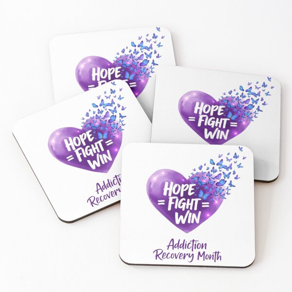 Item preview, Addiction Recovery Month Purple Heart Butterfly Awareness - Hope Fight Win designed and sold by Jaanussar.