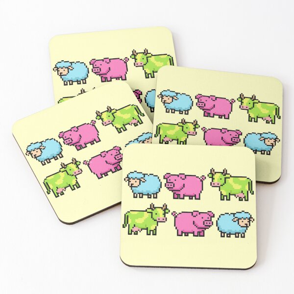 Item preview, Retro Pixel Farm Animals Pattern designed and sold by 0606PM.