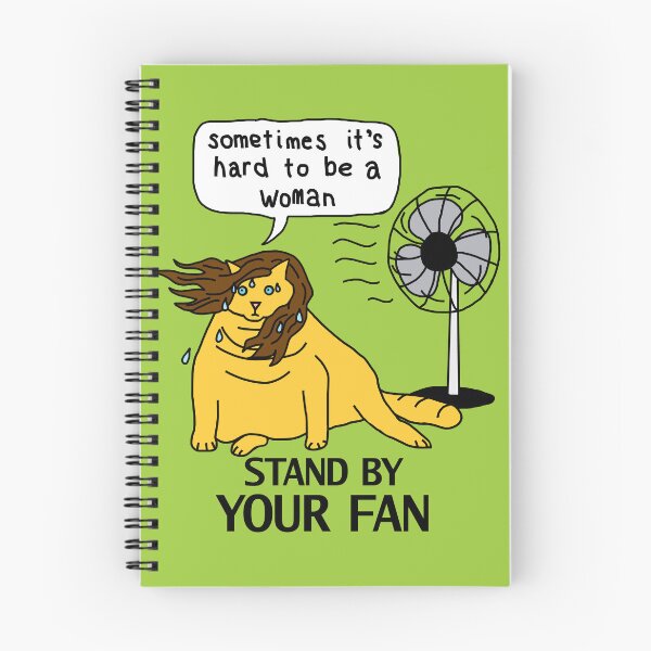 Item preview, Menopause Humor Yellow Cat Stands By Her Fan designed and sold by ellenhenry.