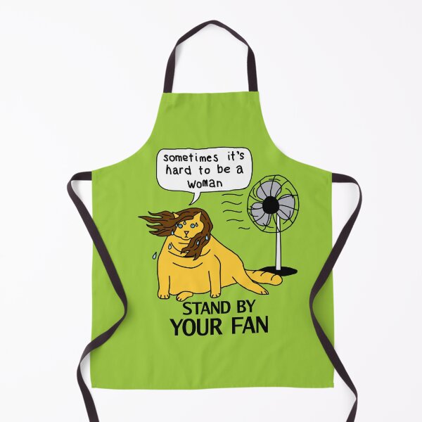 Item preview, Menopause Humor Yellow Cat Stands By Her Fan designed and sold by ellenhenry.