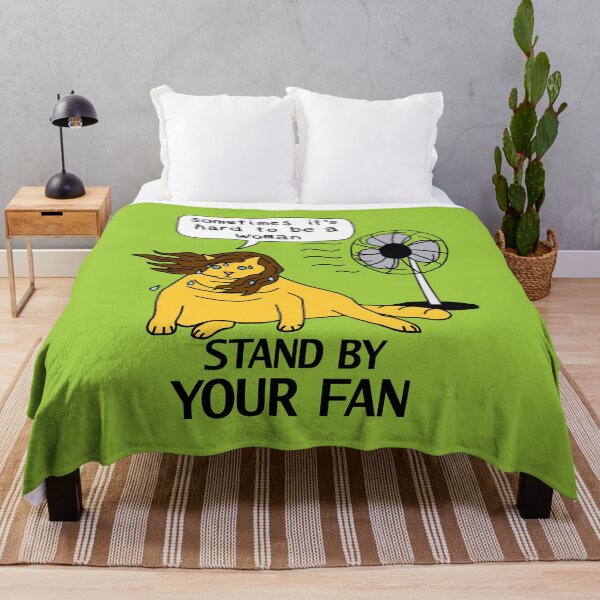 Item preview, Menopause Humor Yellow Cat Stands By Her Fan designed and sold by ellenhenry.