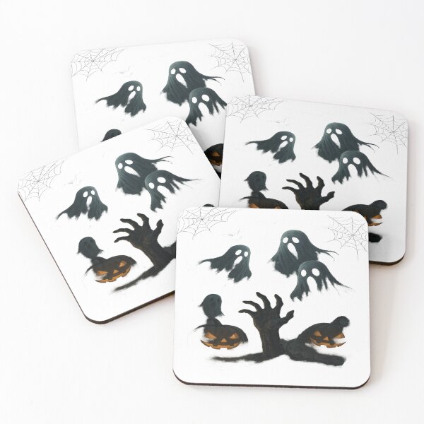 Item preview, Creepy Halloween Illustration With Eerie Ghosts And Pumpkins designed and sold by Print4verse.