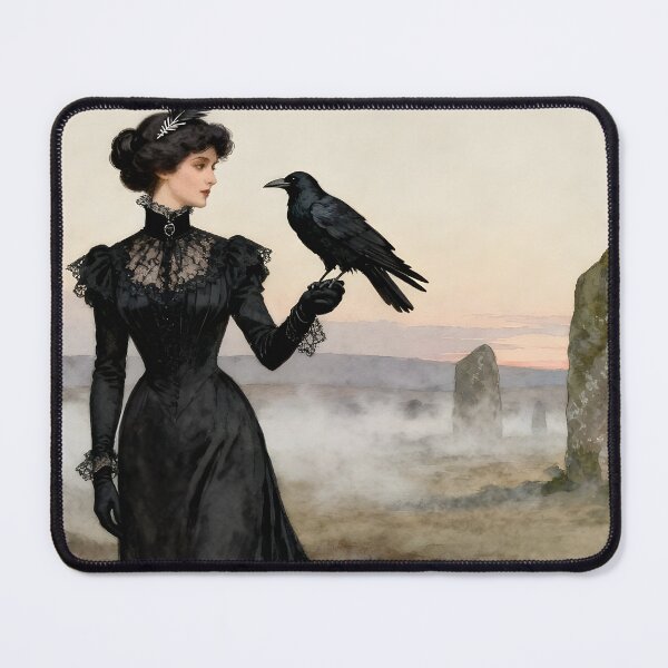 Item preview, Goddess Morrigan with Raven. Edwardian. Vintage. designed and sold by SoniaSarkali.