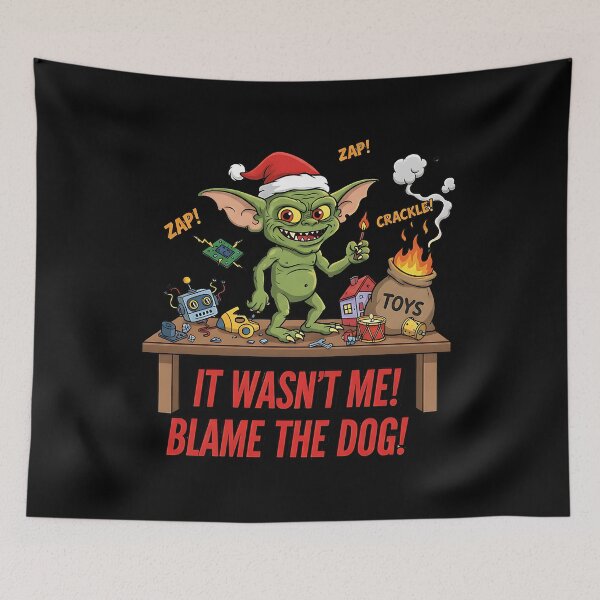 Item preview, Mischievous Christmas Goblin Destroys Toys designed and sold by Silent Watch Threads..