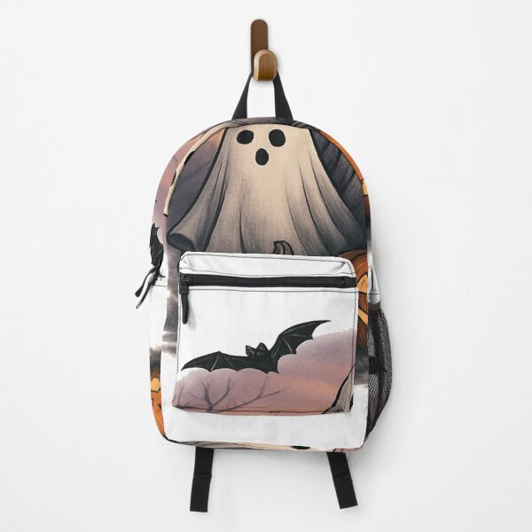 Item preview, Spooky Halloween Scene with Cute Ghosts and Glowing Pumpkins designed and sold by Print4verse.