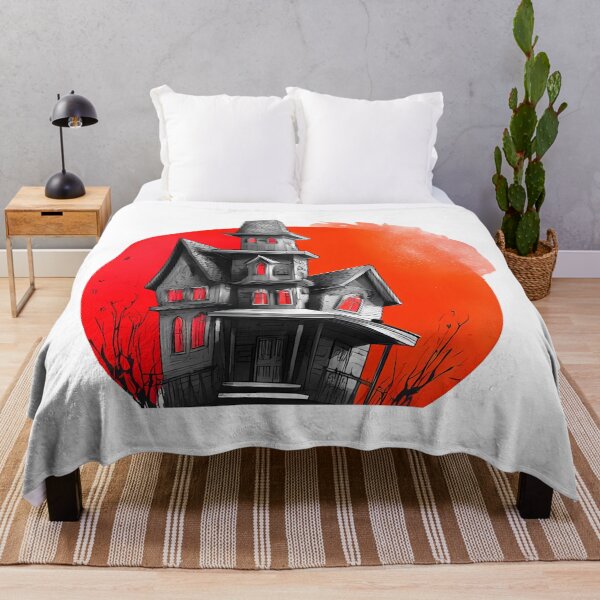 Item preview, Haunted House with Red Moon – Spooky Gothic Halloween Design designed and sold by DesignArtist.ia.