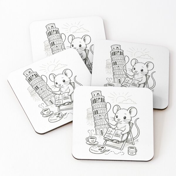 Item preview, Mouse with book in front of the Leaning Tower of Pisa designed and sold by KleineMausDesigns.