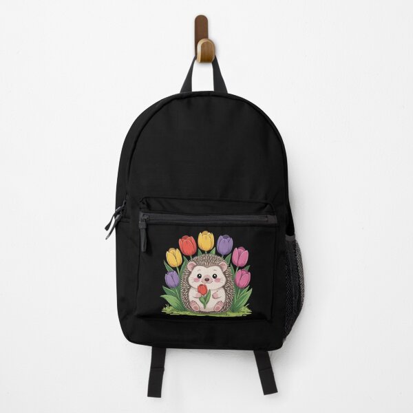 Item preview, Hedgehog with Tulip Garden | Cute Kawaii Chibi Animal Art designed and sold by ColorSplash123.