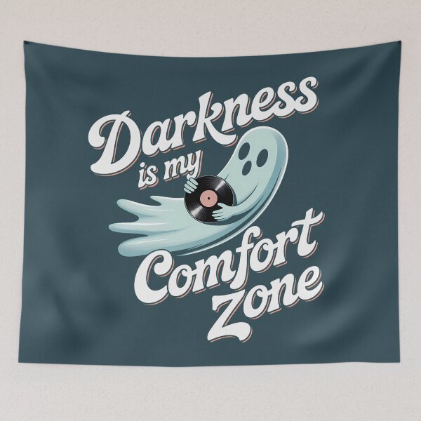 Item preview, Ghost with a Vinyl Record - Darkness Is My Comfort Zone designed and sold by Art-Arcade6.