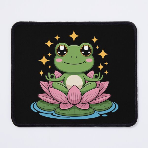 Item preview, Frog Lotus Meditation | Cute Kawaii Chibi Frog Yoga Art designed and sold by ColorSplash123.