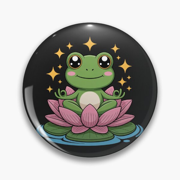 Item preview, Frog Lotus Meditation | Cute Kawaii Chibi Frog Yoga Art designed and sold by ColorSplash123.