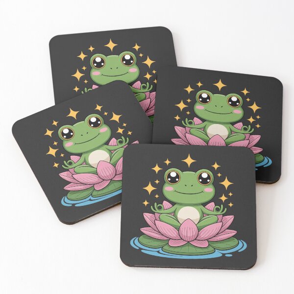 Item preview, Frog Lotus Meditation | Cute Kawaii Chibi Frog Yoga Art designed and sold by ColorSplash123.