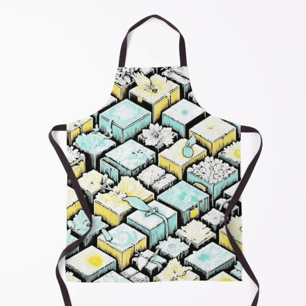 Item preview, Isometric Floral Boxes: A Graphic Hand-Drawn Linocut Pattern designed and sold by RudArtAI.