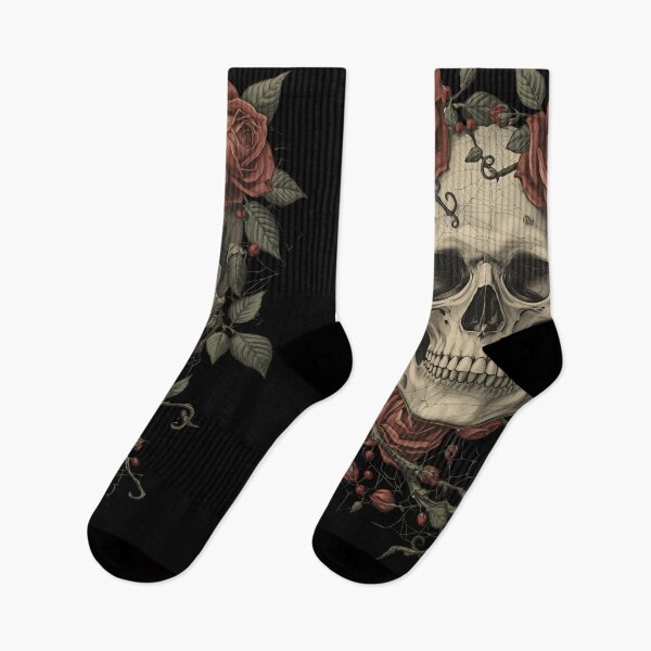 Item preview, Dark Botanical Engraving Skull designed and sold by ChicTrendz.