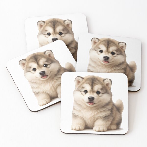 Item preview, Fluffy Alaskan Malamute Puppy Illustration – Cute Winter Dog Art for Cozy Gifts designed and sold by CosmoPixelArts.