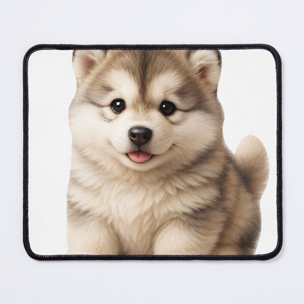 Item preview, Fluffy Alaskan Malamute Puppy Illustration – Cute Winter Dog Art for Cozy Gifts designed and sold by CosmoPixelArts.