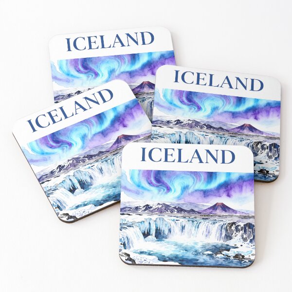 Item preview, Iceland — Watercolor Waterfalls and Northern Lights designed and sold by drchzak.