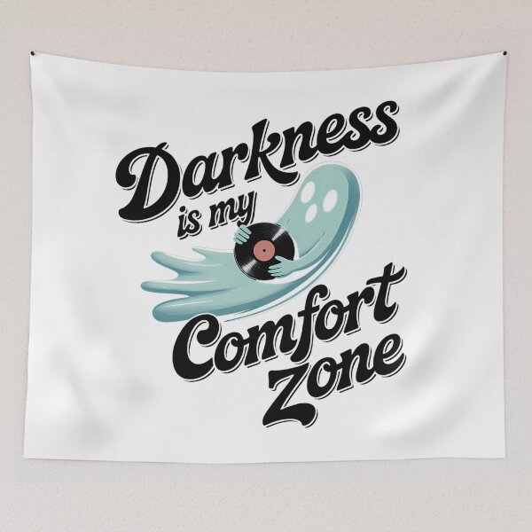 Item preview, Ghost with a Vinyl Record - Darkness Is My Comfort Zone designed and sold by Art-Arcade6.