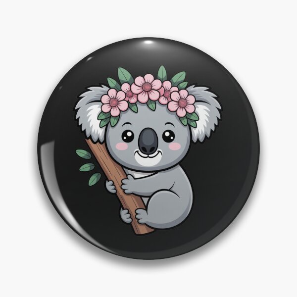 Item preview, Koala with Eucalyptus Flowers | Cute Kawaii Chibi Koala Art designed and sold by ColorSplash123.