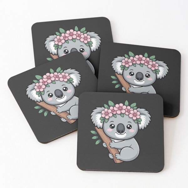 Item preview, Koala with Eucalyptus Flowers | Cute Kawaii Chibi Koala Art designed and sold by ColorSplash123.
