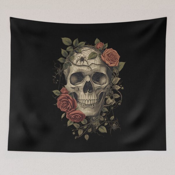 Item preview, Botanical Skull with Sepia Roses designed and sold by ChicTrendz.