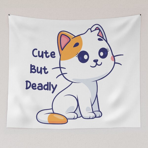 Item preview, Cute But Deadly Kawaii Kitten Cat Sticker designed and sold by Pixel & Petal.