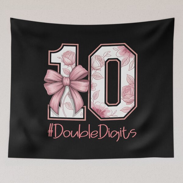 Item preview, Double Digits Birthday Girl 10th Pink Coquette Bow For Girls designed and sold by clothesy7.