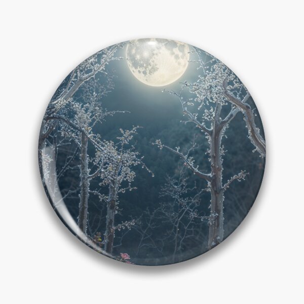 Item preview, Moon Over a Crystal Forest – Mystical Night Landscape, Fantasy Woodland Art designed and sold by LA Art.