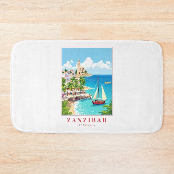 Item preview, Zanzibar Tanzania Illustration – Stone Town Streets, Dhow Boats & Swahili Island Culture designed and sold by MapMyMiles.