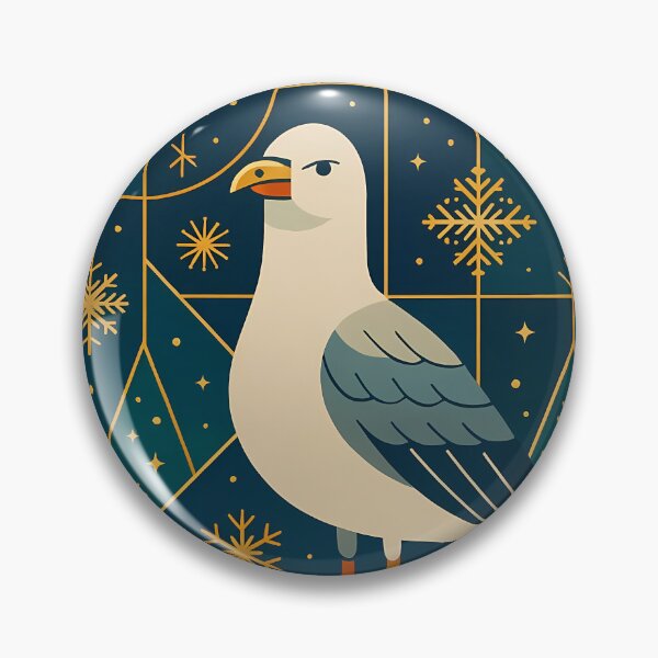 Item preview, Seagull on Rooftop - Art Deco Christmas Night with Star and Moon designed and sold by White-Camel.
