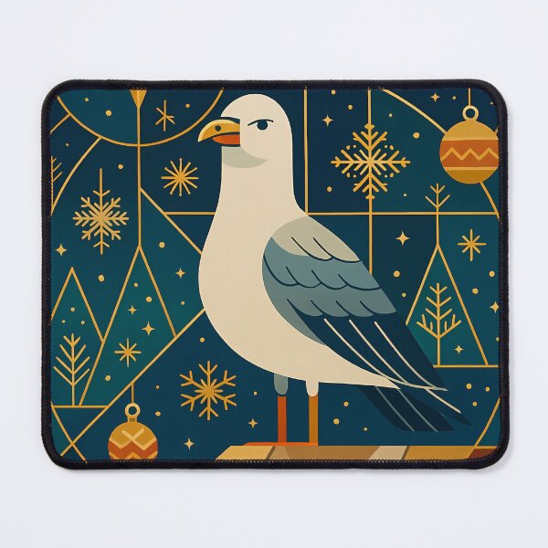 Item preview, Seagull on Rooftop - Art Deco Christmas Night with Star and Moon designed and sold by White-Camel.