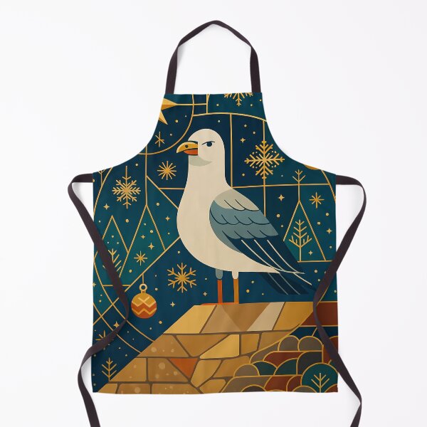 Item preview, Seagull on Rooftop - Art Deco Christmas Night with Star and Moon designed and sold by White-Camel.