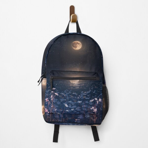 Item preview, Moon Floating on a Lake of Stars – Mystical Night Landscape, Fantasy Woodland Art designed and sold by LA Art.