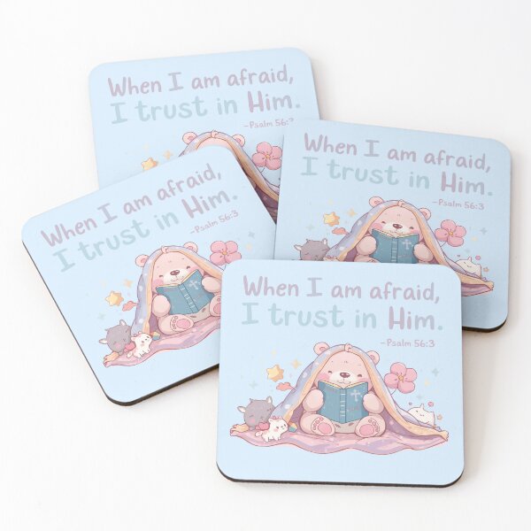 Item preview, Kawaii Christian Bear – “When I Am Afraid, I Trust in Him” Psalm 56:3 | Faith, Mental Health & Positivity Design designed and sold by AmenAlways.
