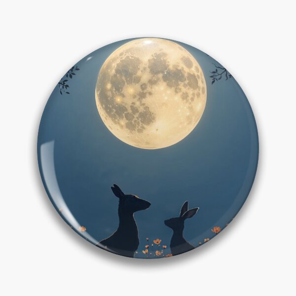 Item preview, Watching the Moon Together – Mystical Night Landscape, Fantasy Woodland Art designed and sold by LA Art.