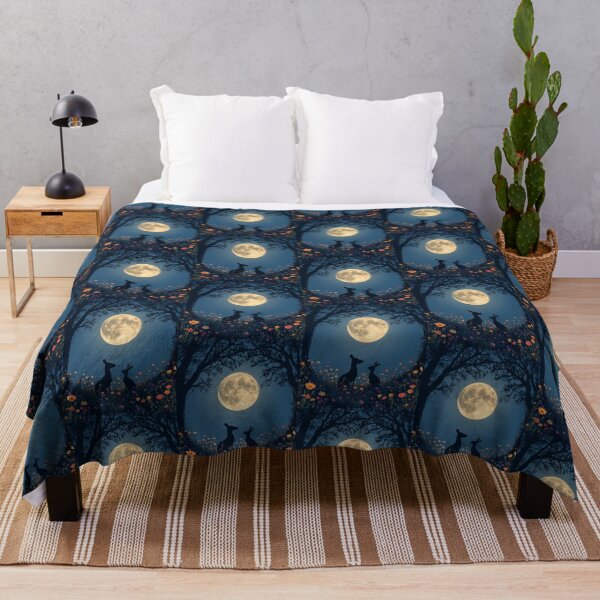 Item preview, Watching the Moon Together – Mystical Night Landscape, Fantasy Woodland Art designed and sold by LA Art.