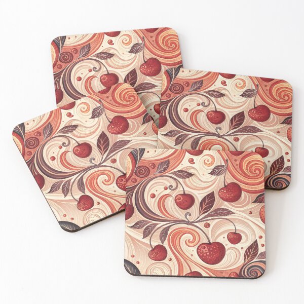 Item preview, Retro Cherry Swirl Pattern – Vintage Boho Fruit Design in Warm Tones designed and sold by NoctaHike.