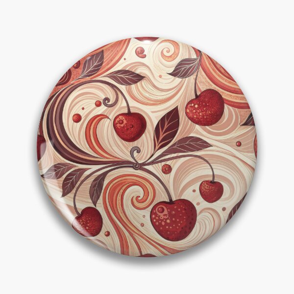 Artikelvorschau, Retro-Kirschwirbelmuster – Vintage-Boho-Fruchtdesign in warmen Farbtönen entworfen und verkauft von NoctaHike.