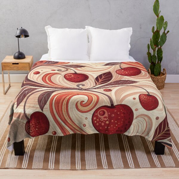 Item preview, Retro Cherry Swirl Pattern – Vintage Boho Fruit Design in Warm Tones designed and sold by NoctaHike.